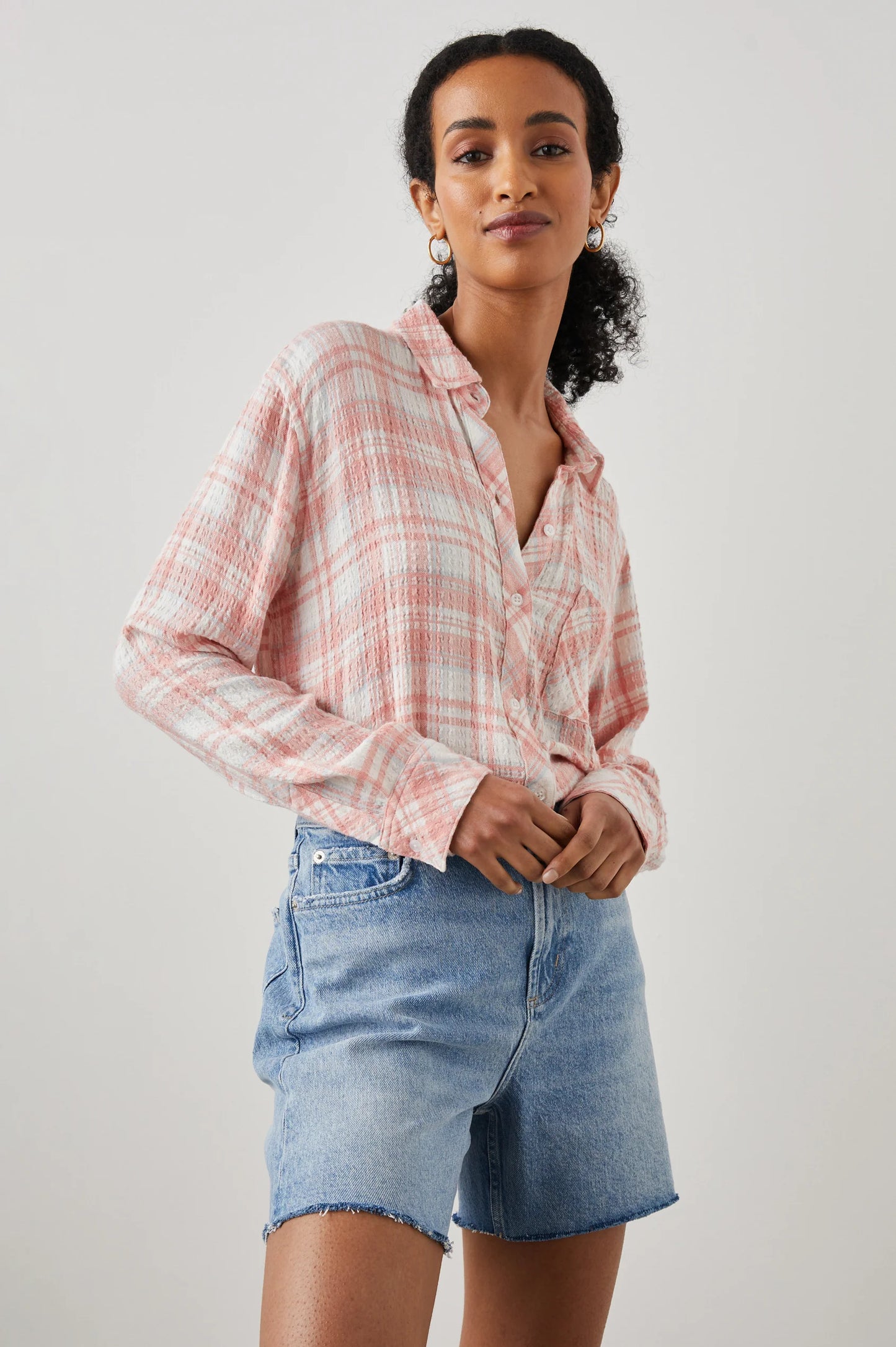 Brady Shirt White Peach Cloud