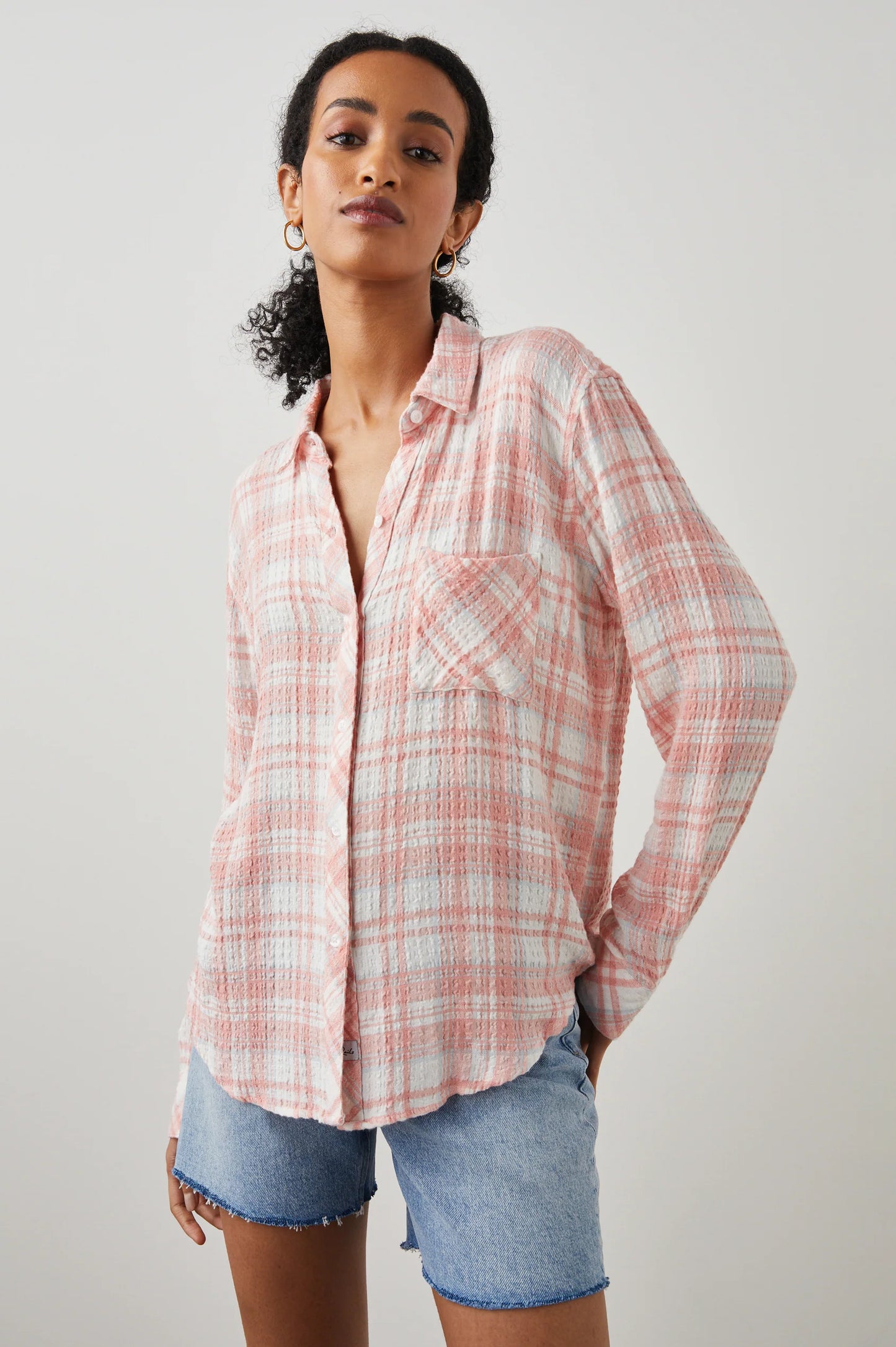 Brady Shirt White Peach Cloud