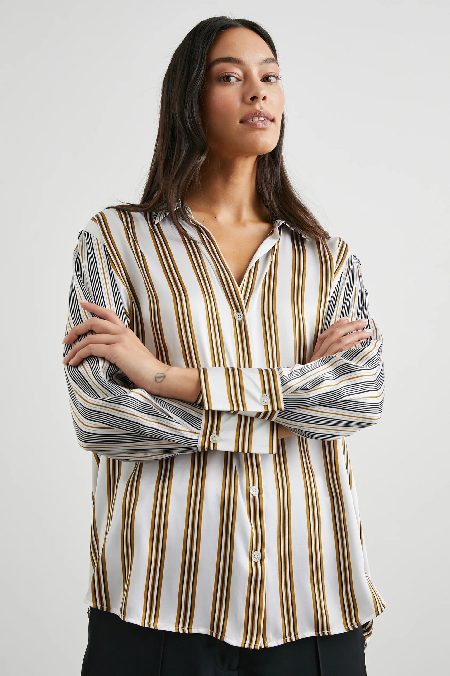 Dorian Shirt Bronze Mix Stripe
