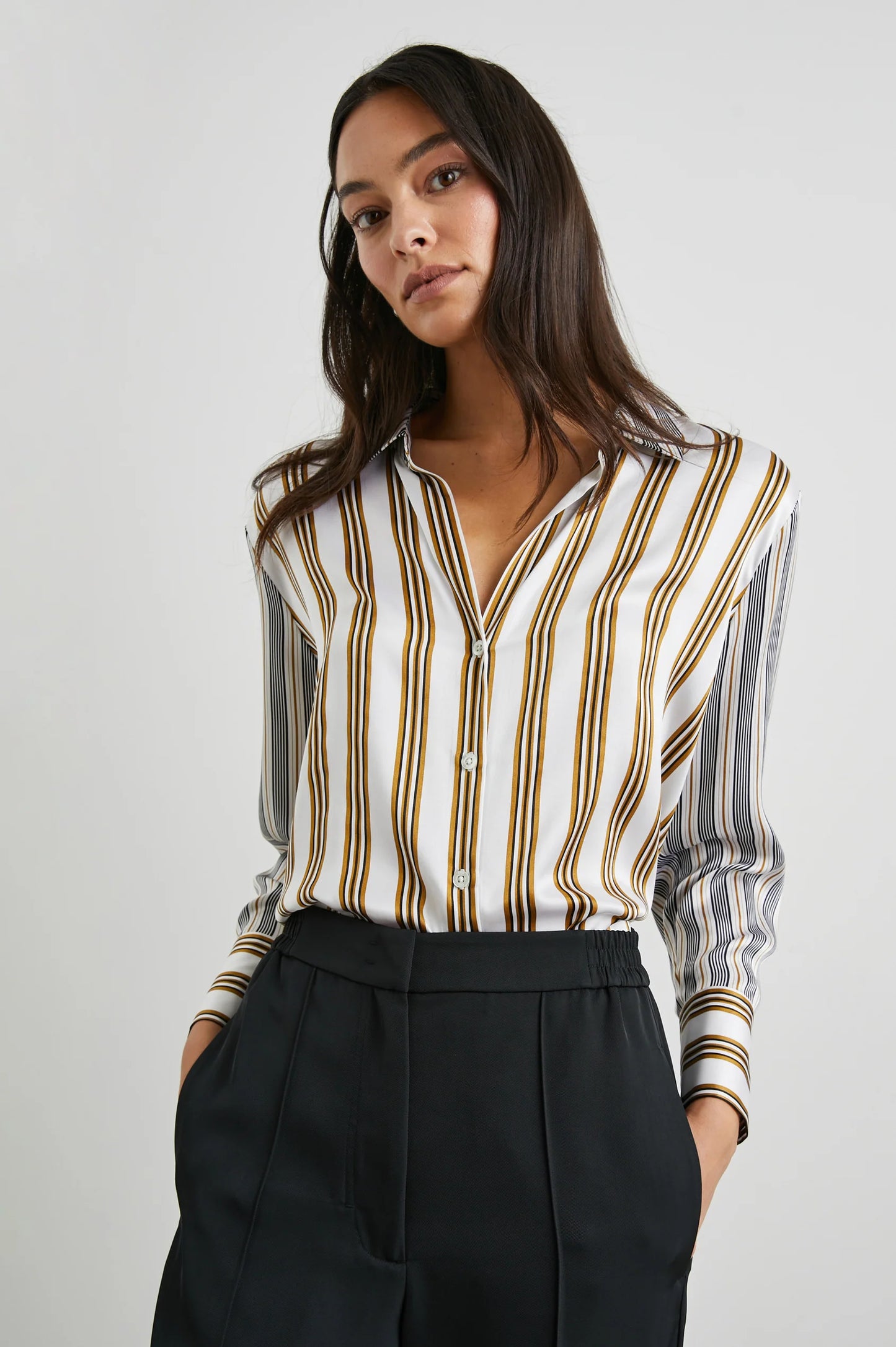 Dorian Shirt Bronze Mix Stripe