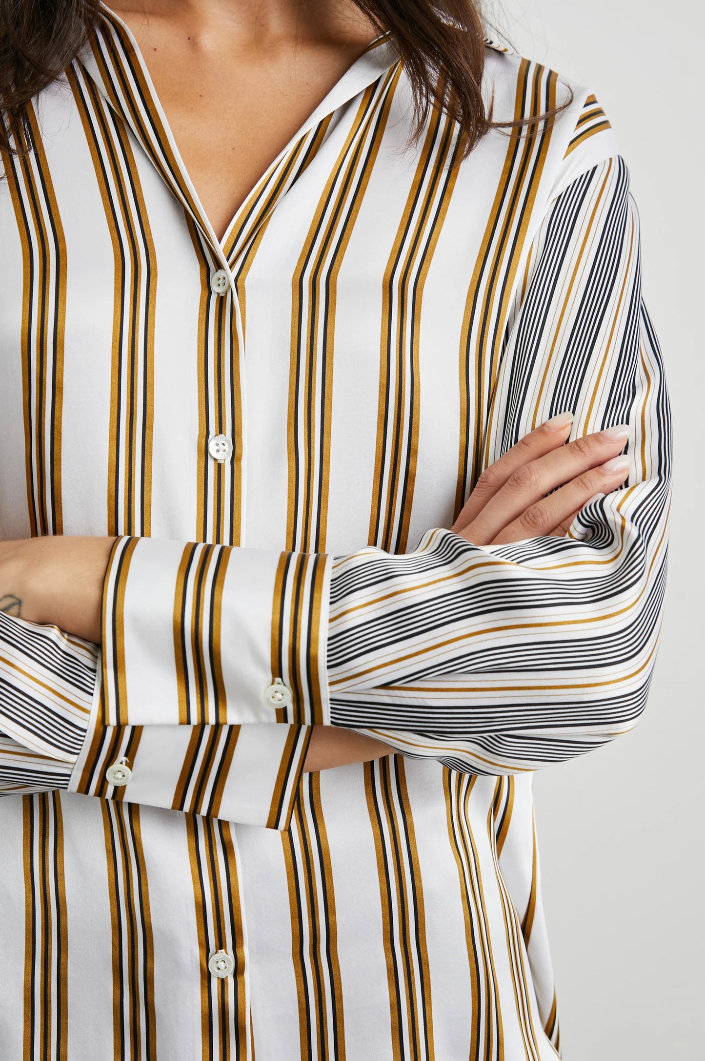 Dorian Shirt Bronze Mix Stripe