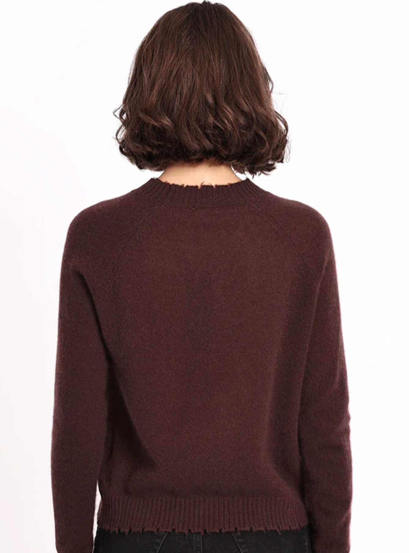 Cashmere Frayed Edge Cropped Crew