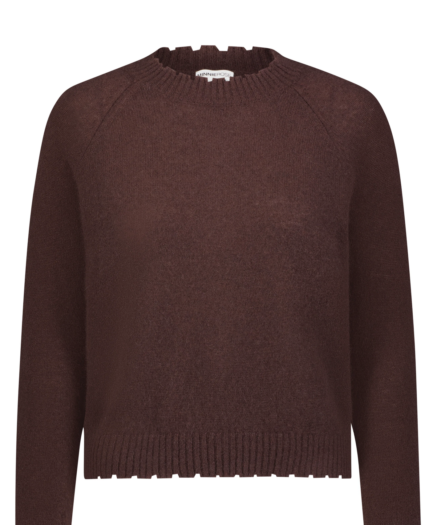 Cashmere Frayed Edge Cropped Crew