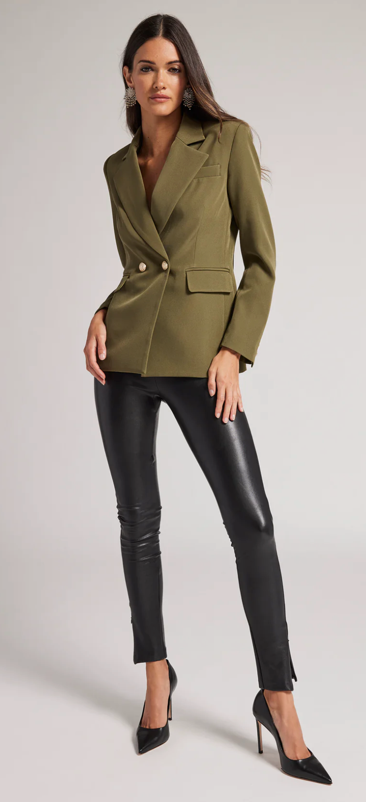 Meg Crepe Blazer in Olive