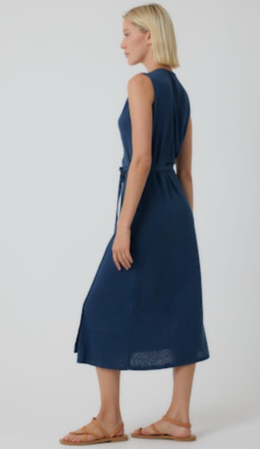 Stretch Linen V-Neck Tank Wrap Dress