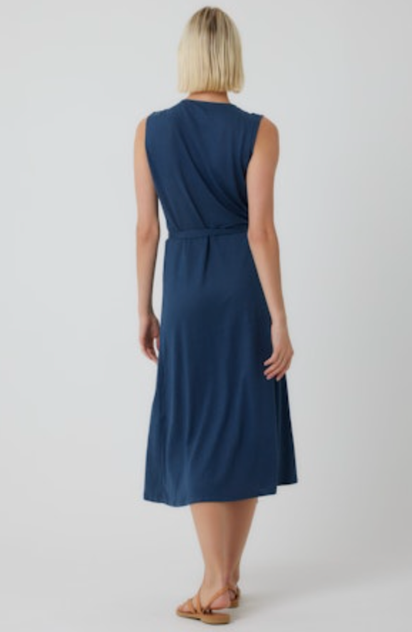 Stretch Linen V-Neck Tank Wrap Dress