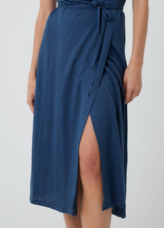 Stretch Linen V-Neck Tank Wrap Dress