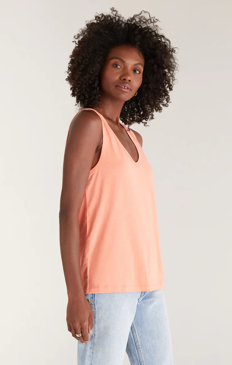 Pia Soft V-Neck Tank in Orange Sobet