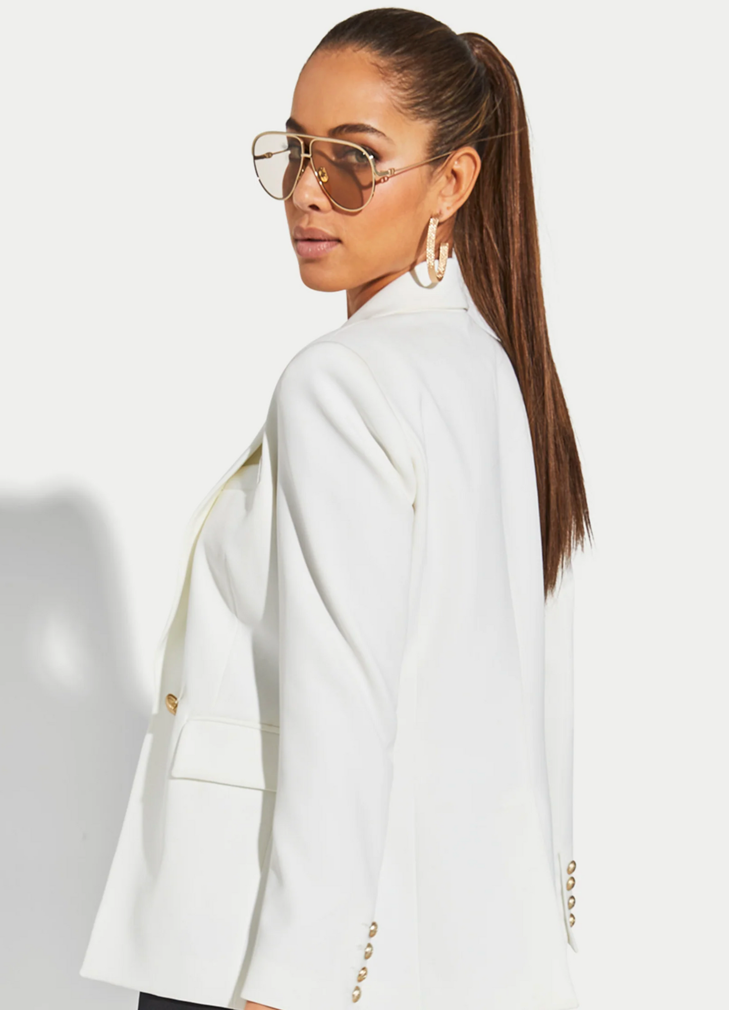 Meg Crepe Blazer in white