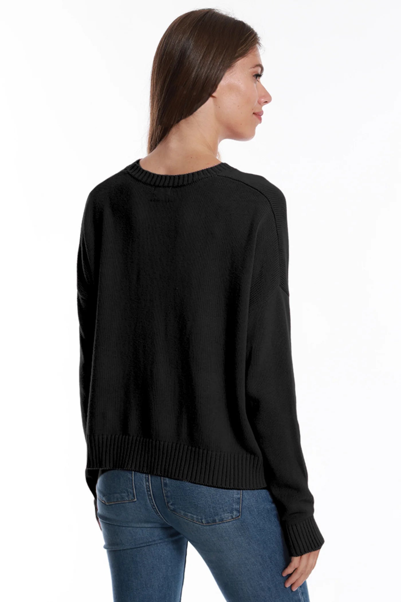 Cotton Cashmere Boxy Crew Neck Sweater