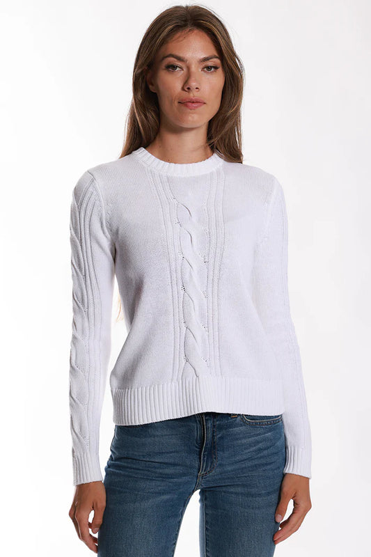 Cotton Cashmere Center Cable Sweater