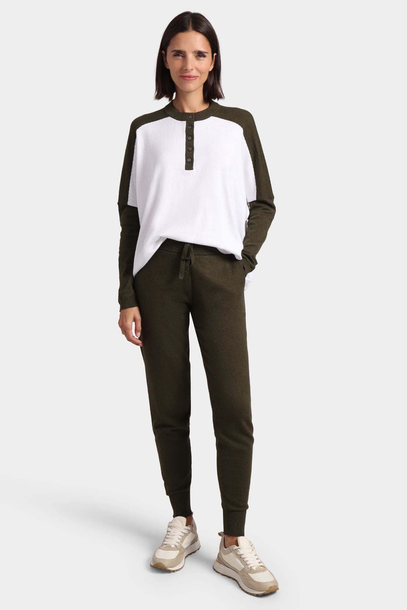 Cotton Cashmere Colorblock Oversized Henley