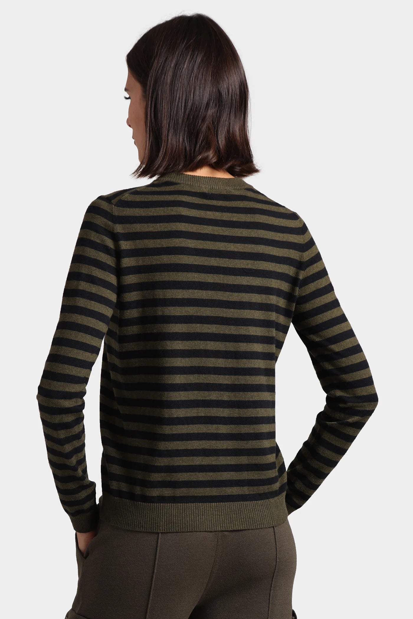 Cotton Cashmere Striped Crew Neck Henley