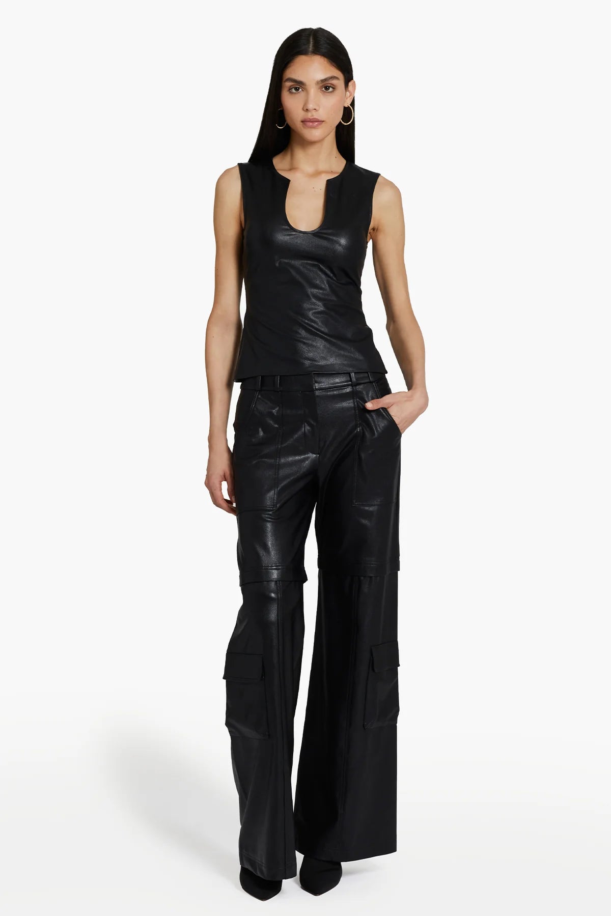 Damon Top in Faux leather