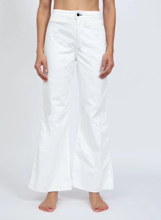 Brighton Crop Frayed Hem White