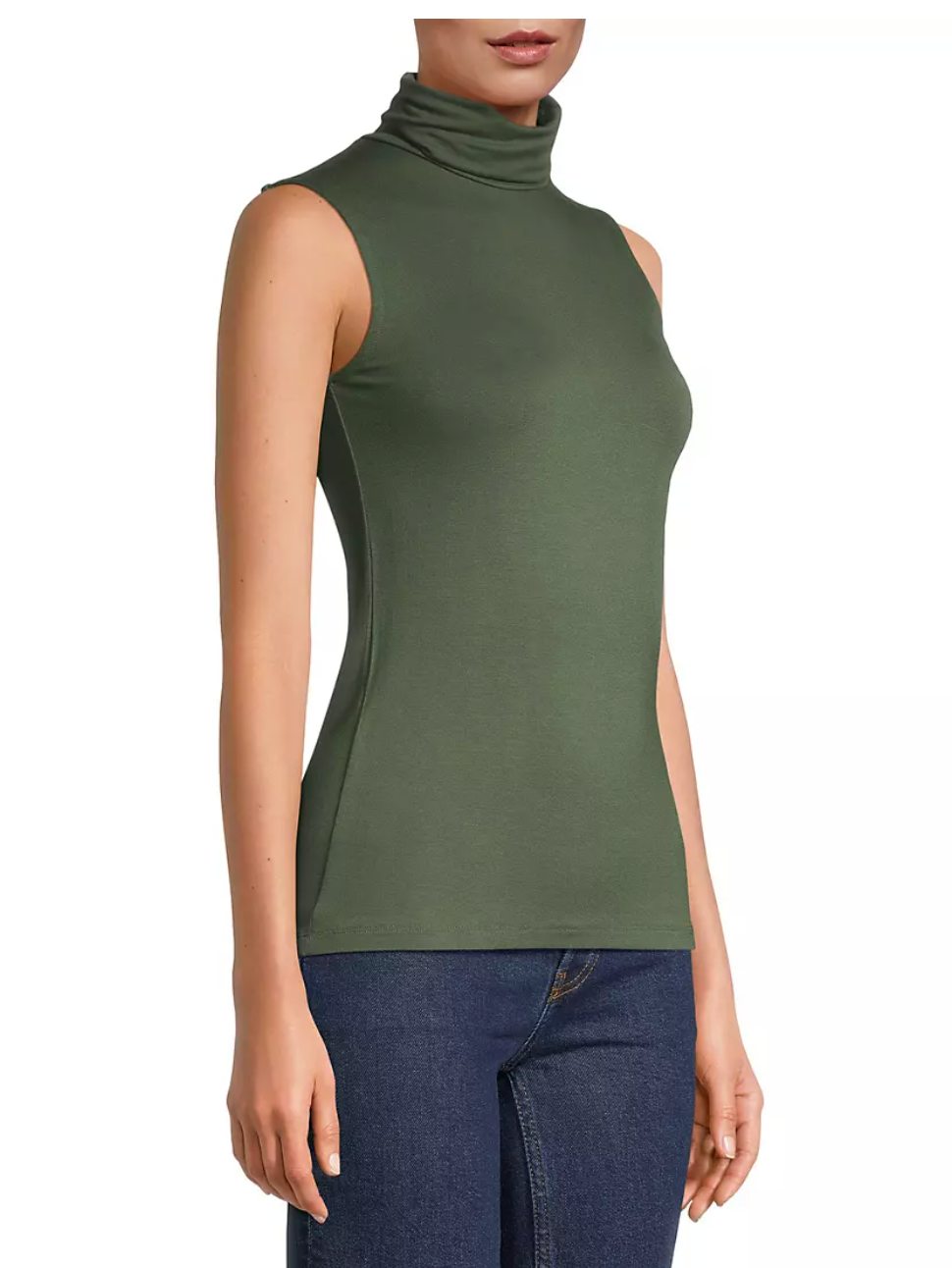 Soft Touch Sleeveless Turtleneck in Mousse