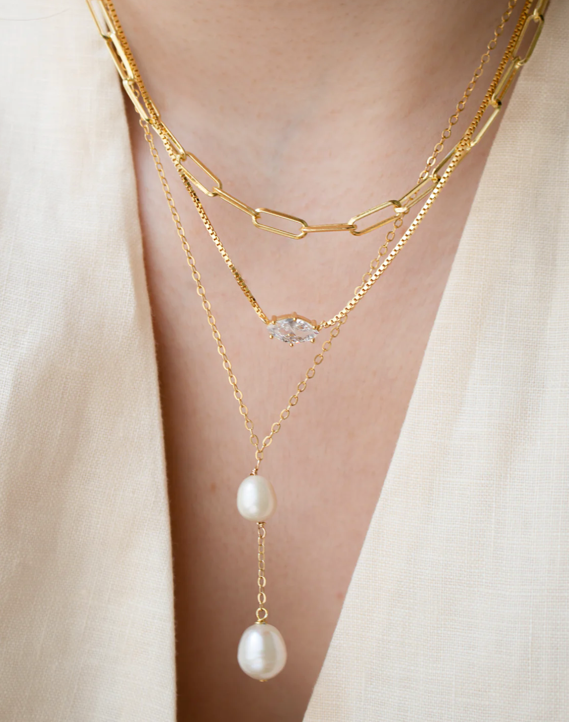 Lulu Pearl Lariat Neckace