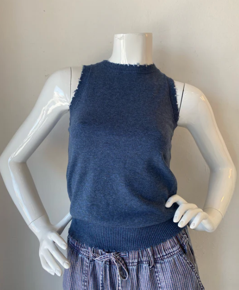 Cotton Cashmere Frayed Tank Top