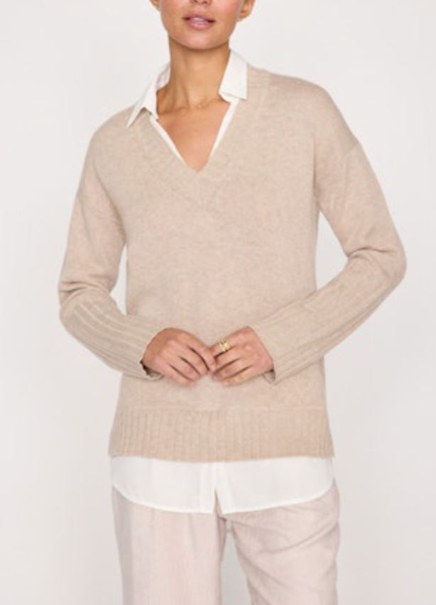 Tatum Layered V Neck Looker Dune Melange