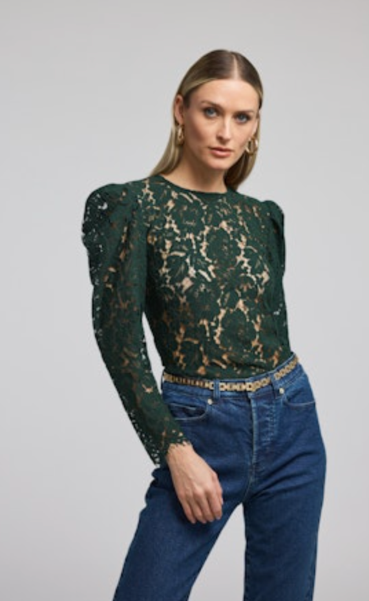 Rue Lace Top in Forest