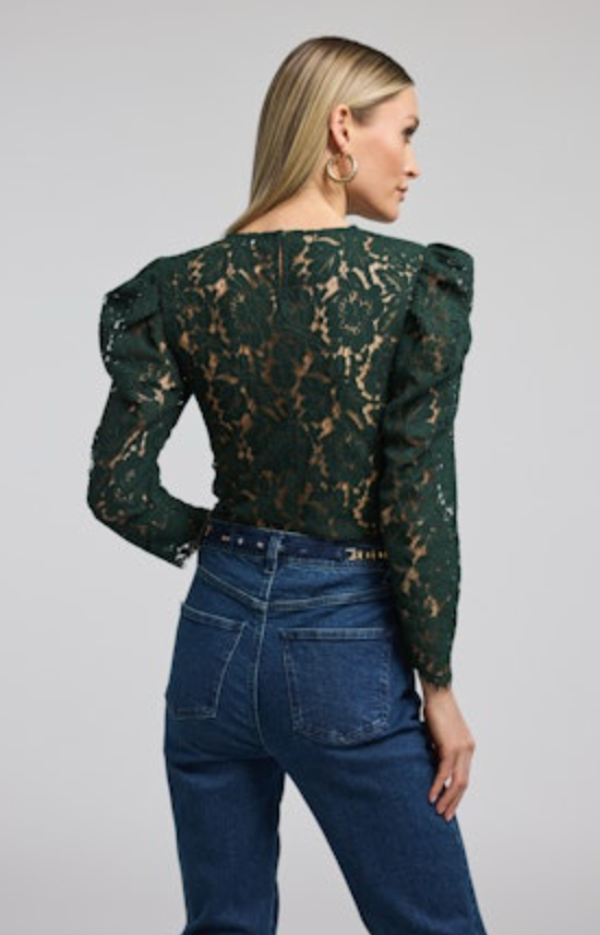 Rue Lace Top in Forest