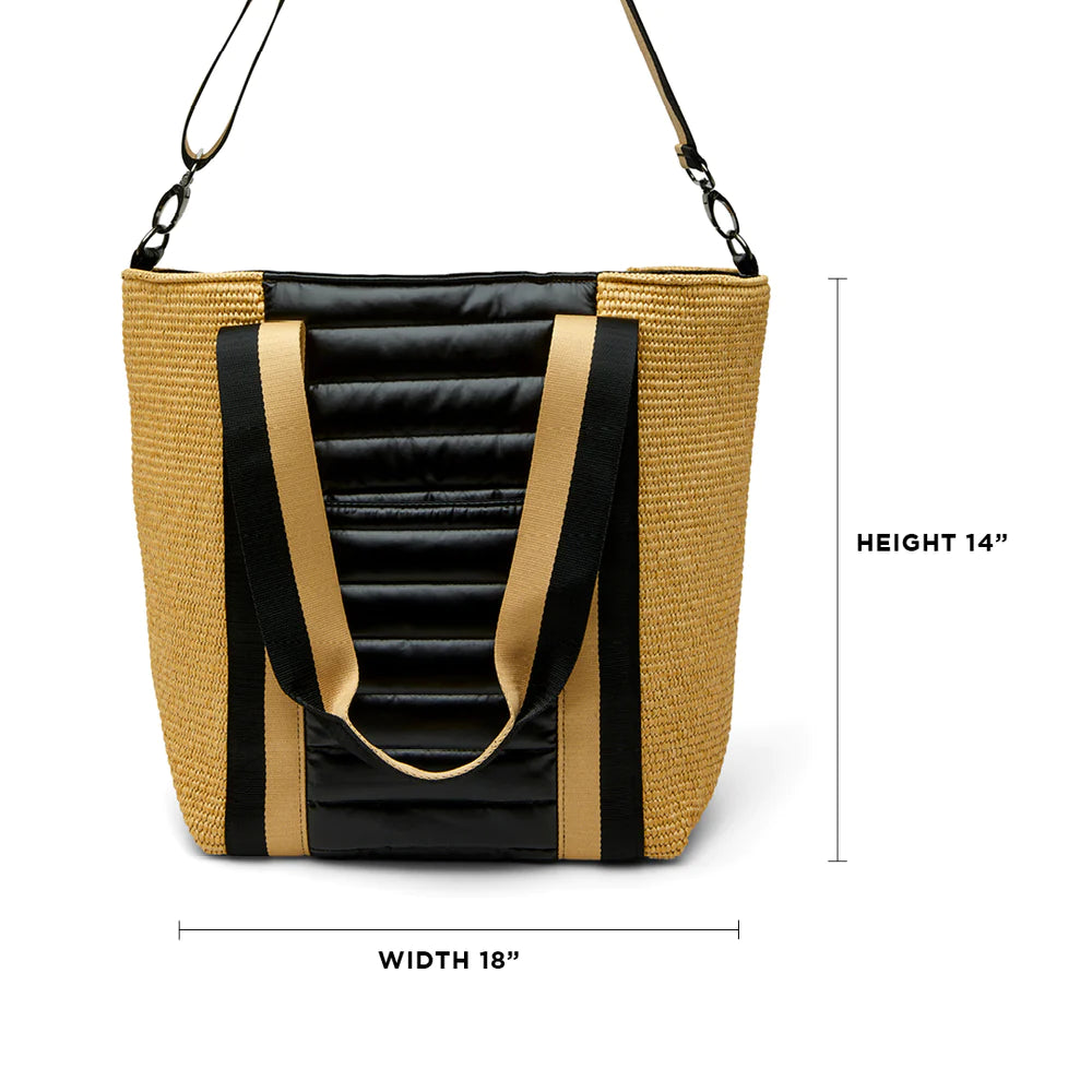 Sunset Tote Dune Raffia/Black Patent