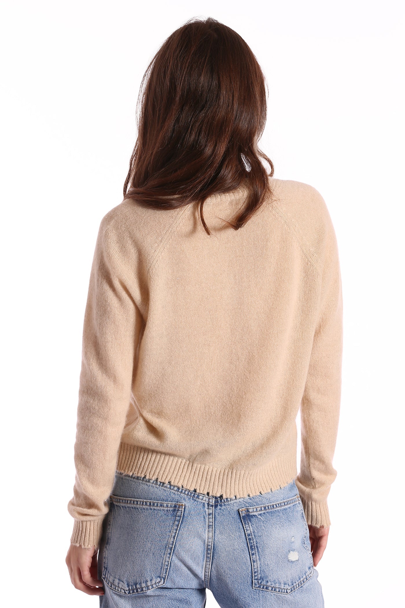 Cashmere Frayed Edged Cropped V