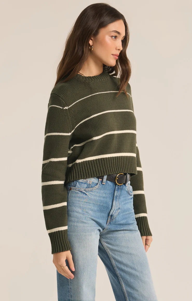 Milan Stripe Sweater in Grape Leaf