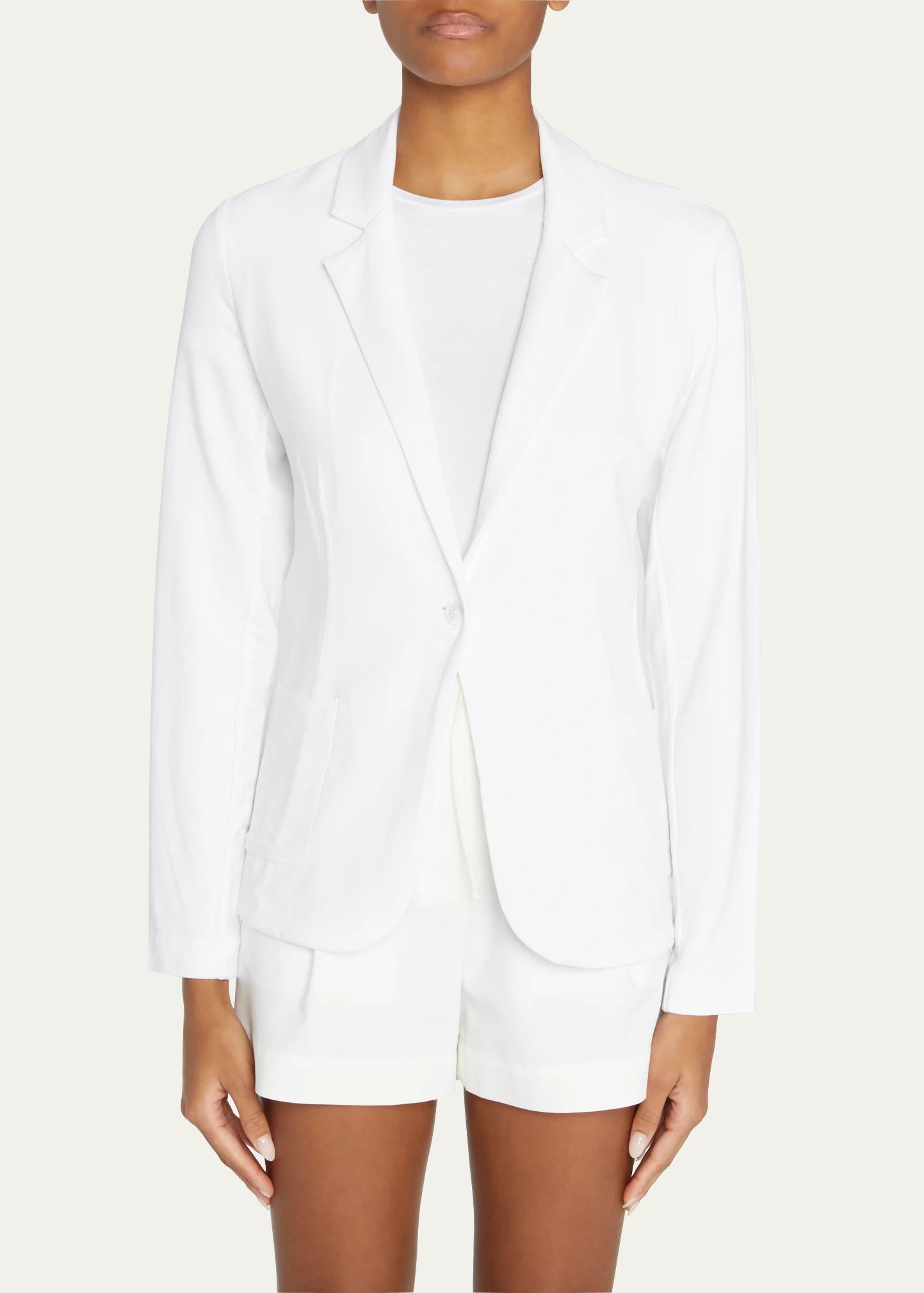 French Terry Fleece One-Button Blazer White