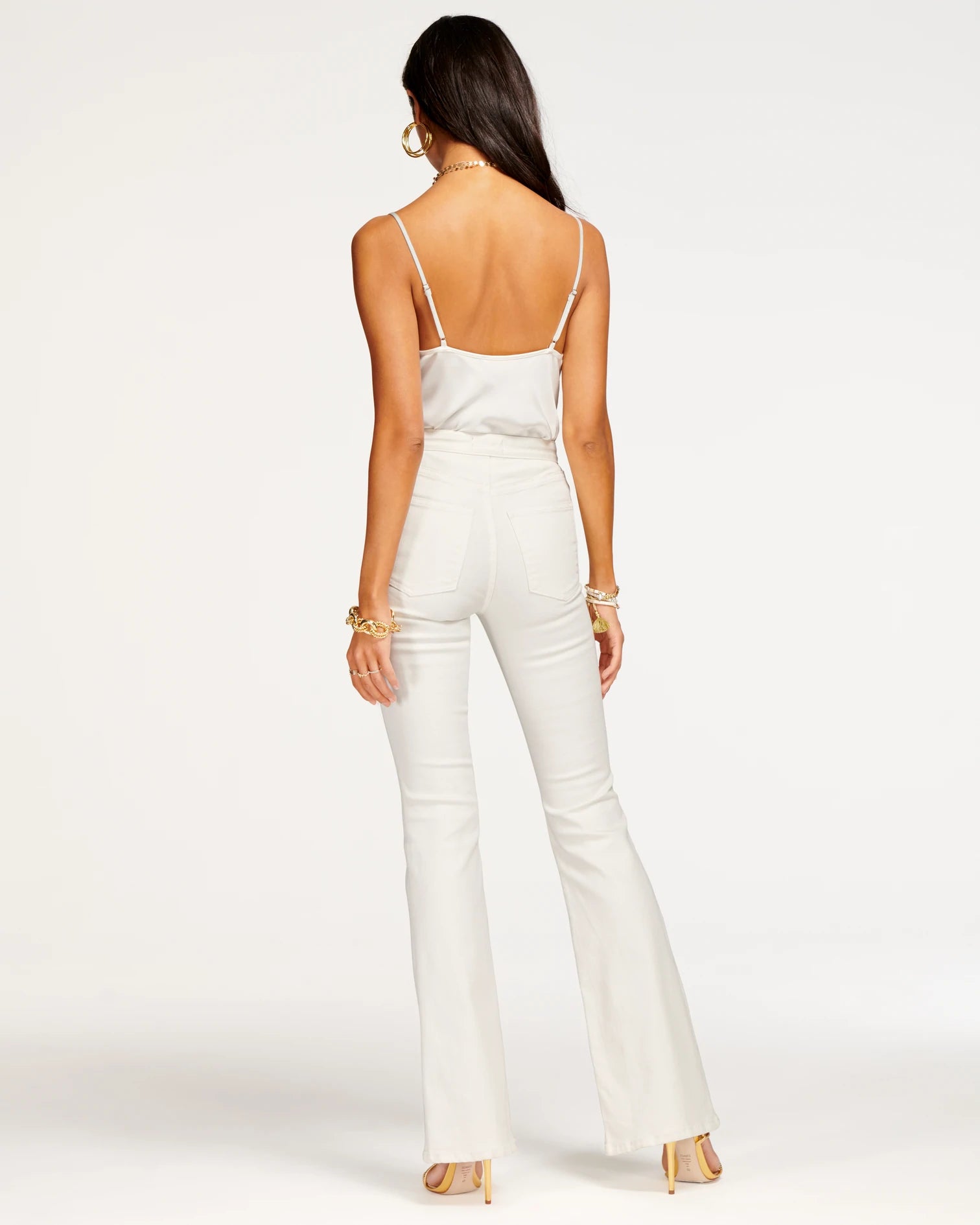 Beatrix High Waisted Flare Jean in white